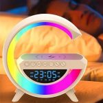 Lampe LED avec haut-parleur Bluetooth et chargeur sans fil radio réveil – Image 3