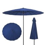 Parasol Bleu 3m avec 16 Baleines en Fibre de Verre