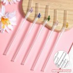 Pack de 6 pailles en verre borosilicate motif Papillon – Image 2