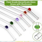 Pack de 6 pailles en verre borosilicate motif Champignon – Image 2